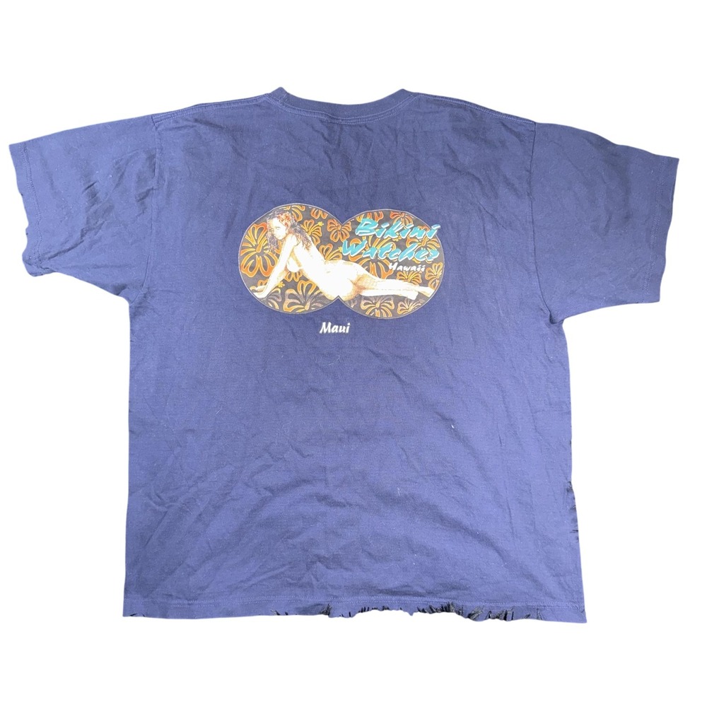 Bikini Watches Hawaii Shirt Mens XL Blue Maui Pinup Graphic Tee Souvenir
